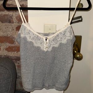 Abercrombie & Fitch Gray Lace Tank Top
